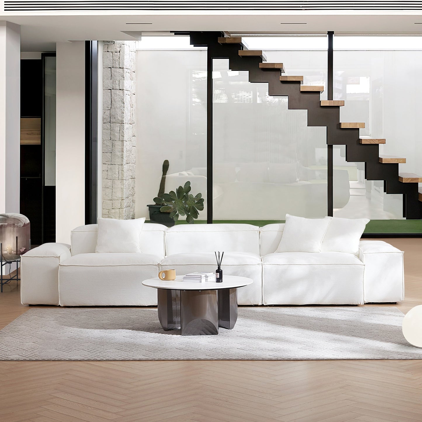 Freedom Modular White Sofa-White