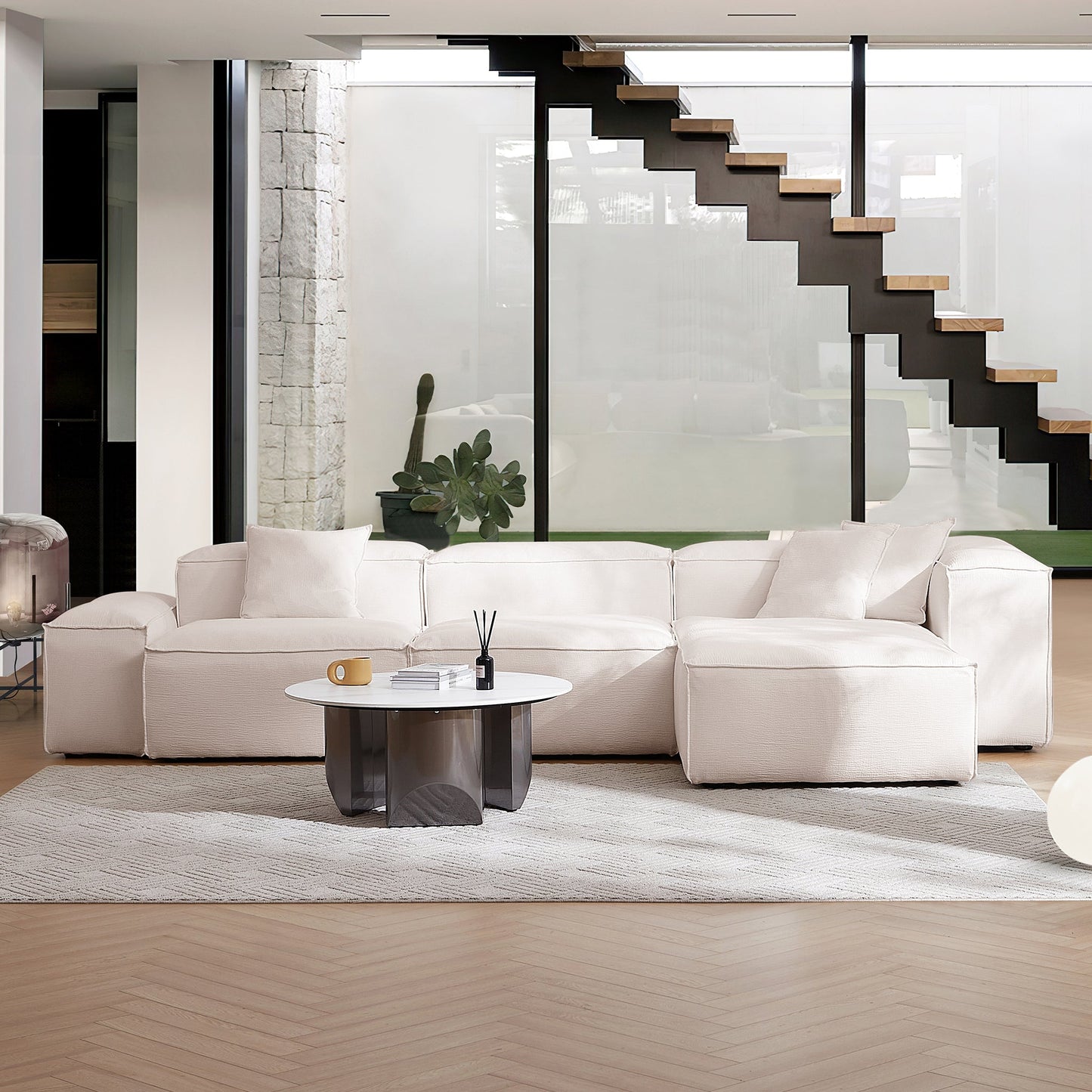 Freedom Modular Khaki Sectional Sofa-Khaki