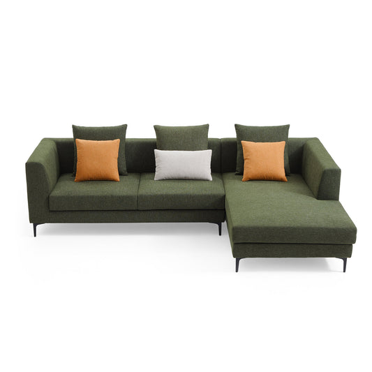 Jungle L Shaped Green Fabric Sectional Sofa With Chaise-hidden