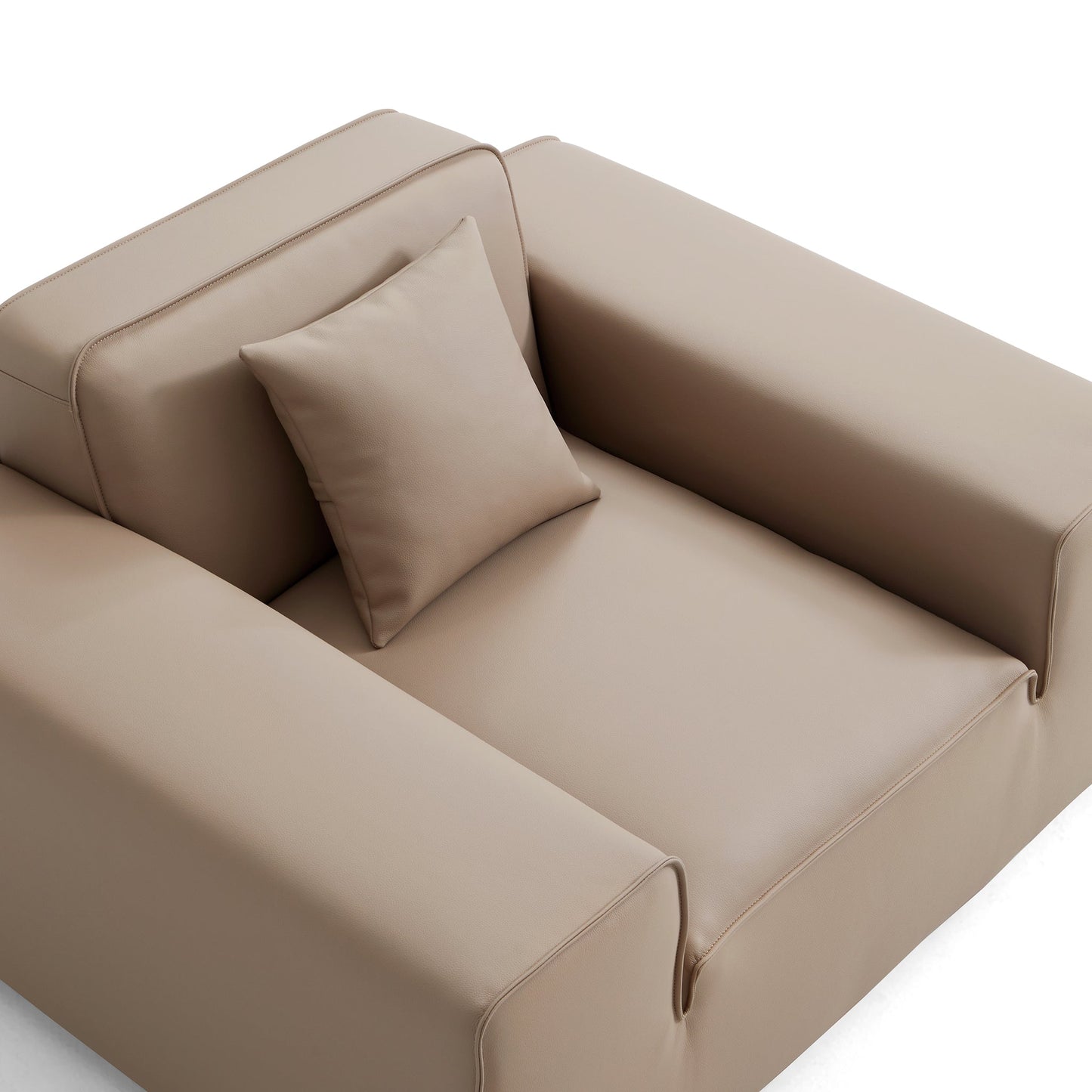 Domus Modular Beige Leather Armchair-Khaki