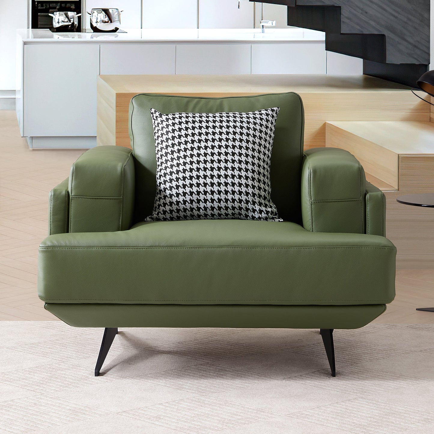Olivia Top Grain Genuine Leather Armchair-Green
