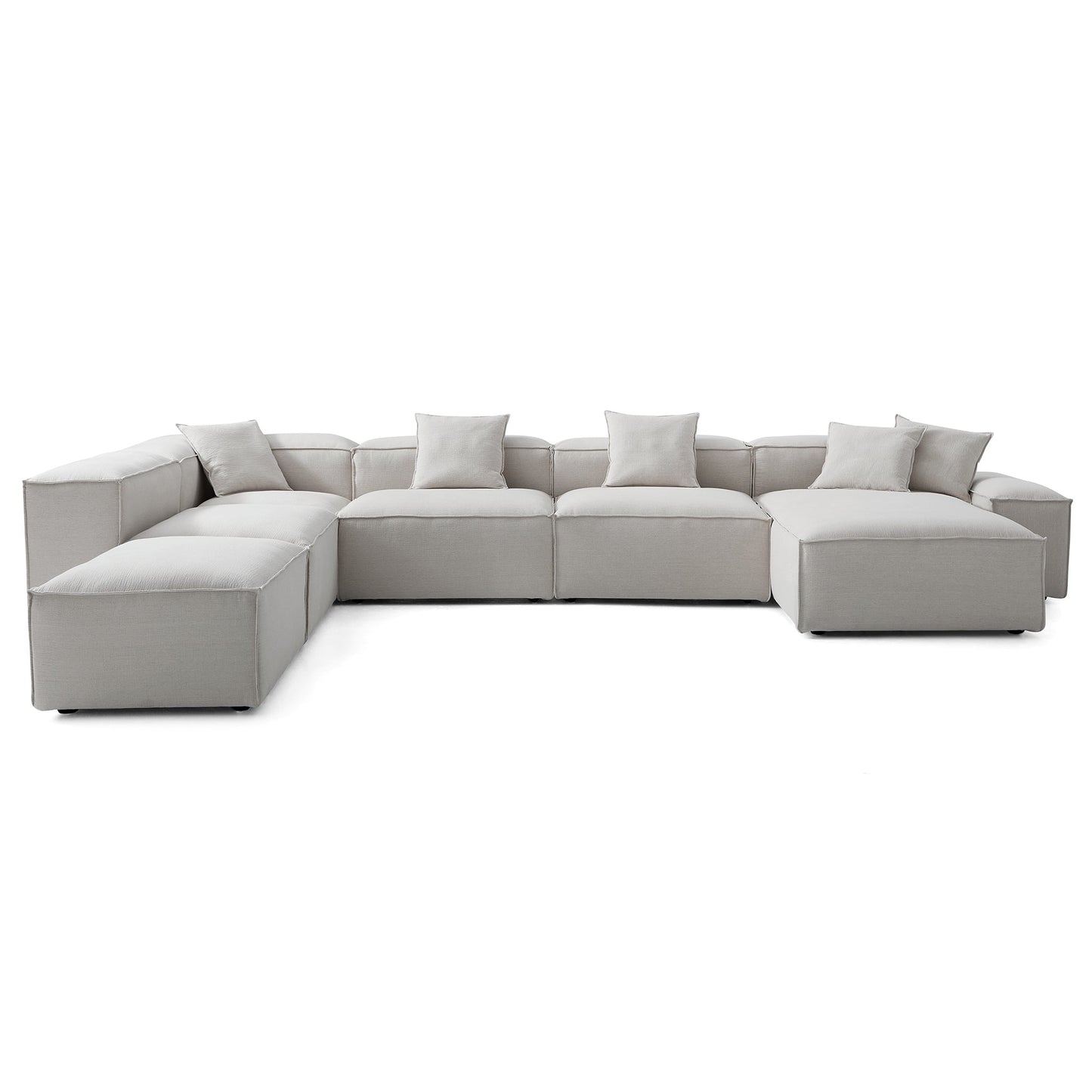 Freedom Modular Gray Open End Sectional Sofa-Gray-177.2"-Low