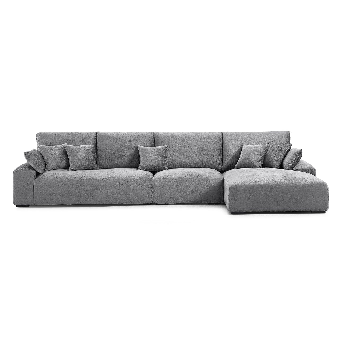 The Empress Camel Sectional-Gray-150.8"-Facing Right