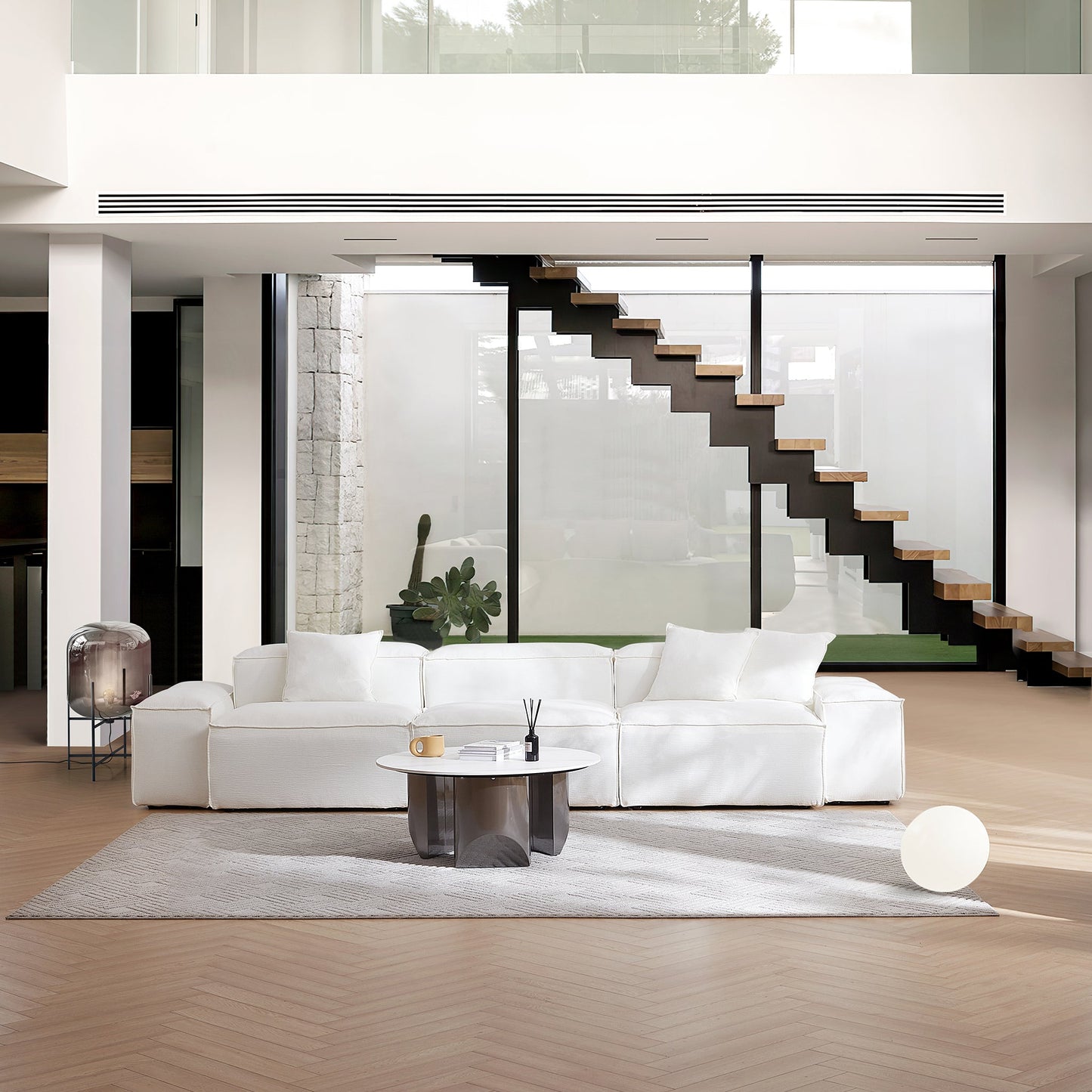 Freedom Modular Gray Sofa-White
