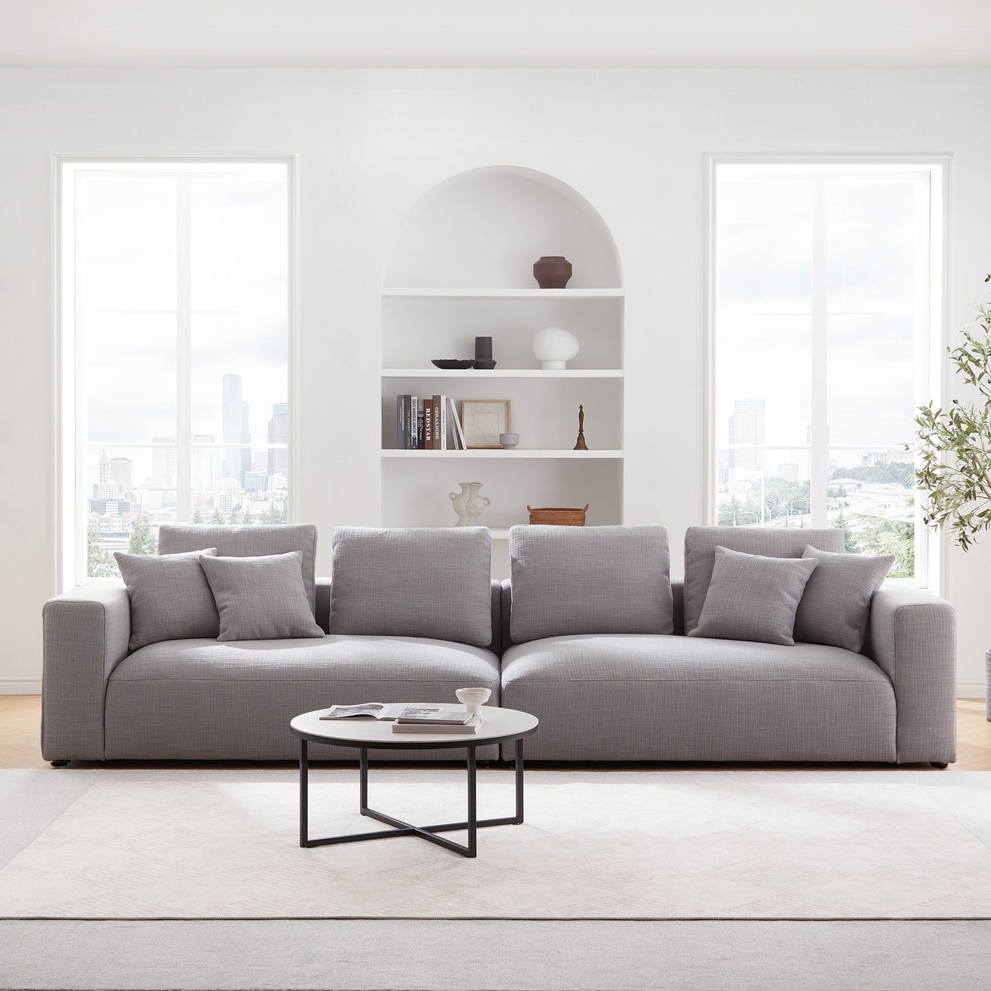 Nathan Modular Light Gray Polyester Fabric Sofa-Light Gray