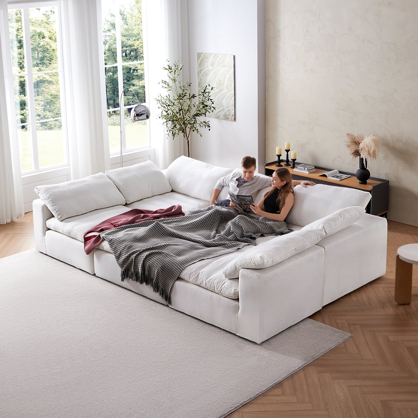 Tender Wabi Sabi Light Gray Sofa Bed-White