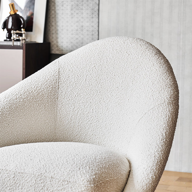 Calla Beige Boucle Fabric Swivel Chair-White