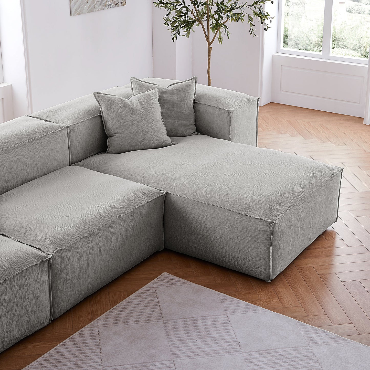 Freedom Modular Khaki Sectional Sofa-Gray