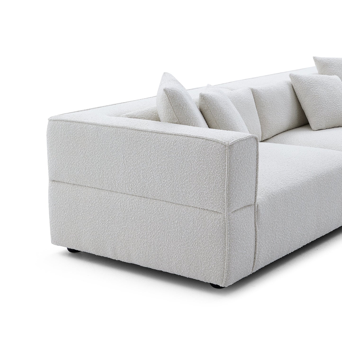 Nordic Modern Creamy Sofa with Ottoman-White