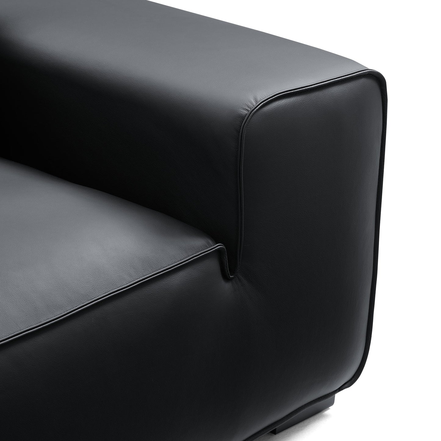 Domus Modular Dark Gray Leather Sectional Sofa-Black