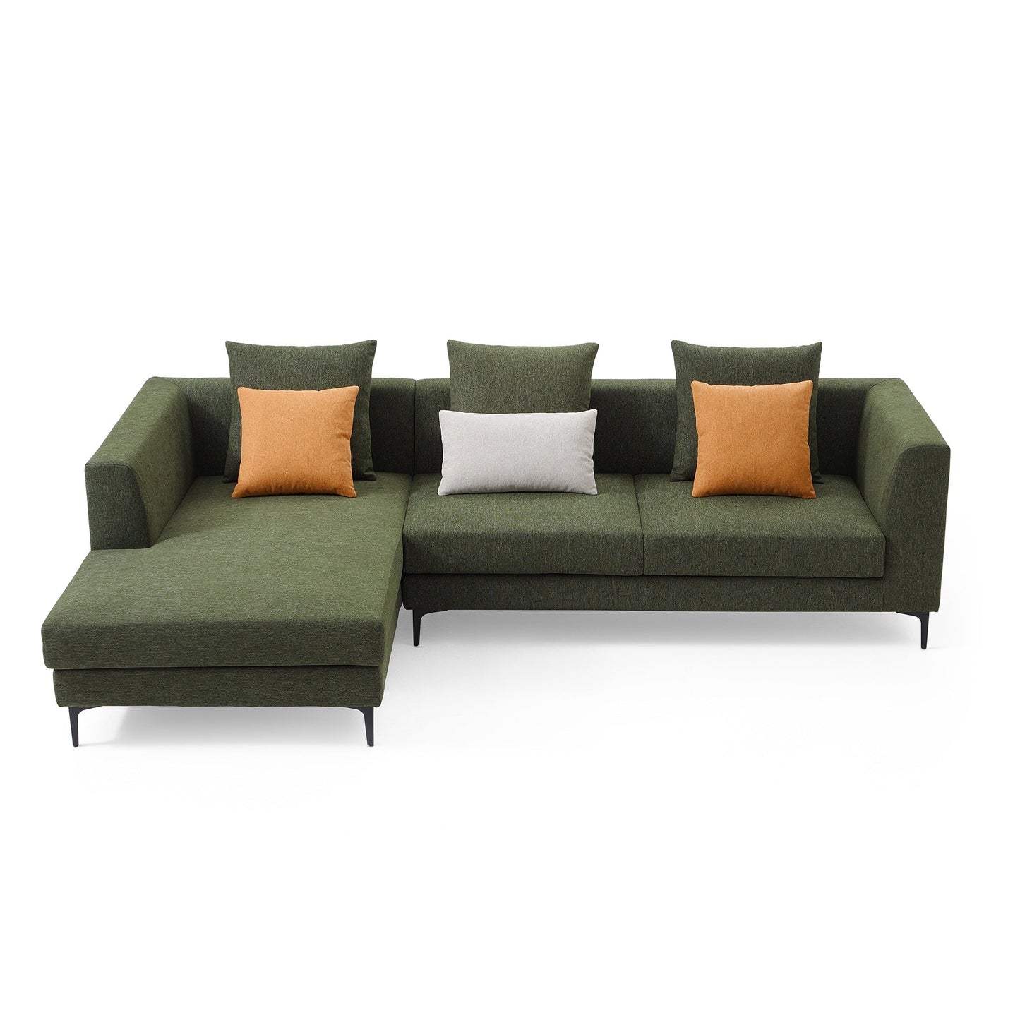 Jungle L Shaped Green Fabric Sectional Sofa With Chaise-Green-113.8"-Facing Left