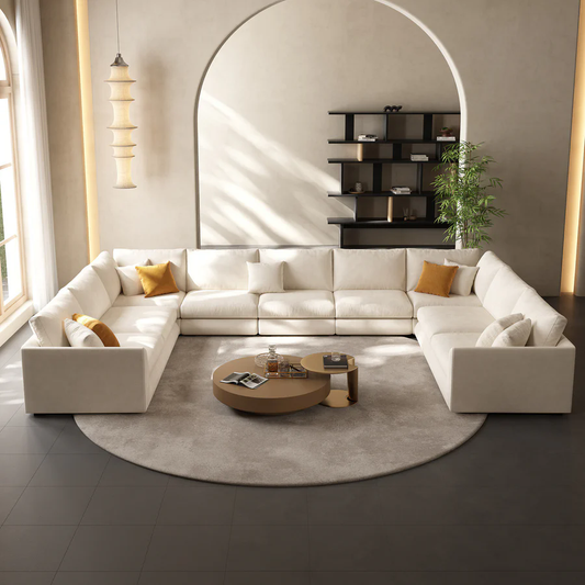 Aalto Boutique Feathers Plume U Sectional Beige / Polyester