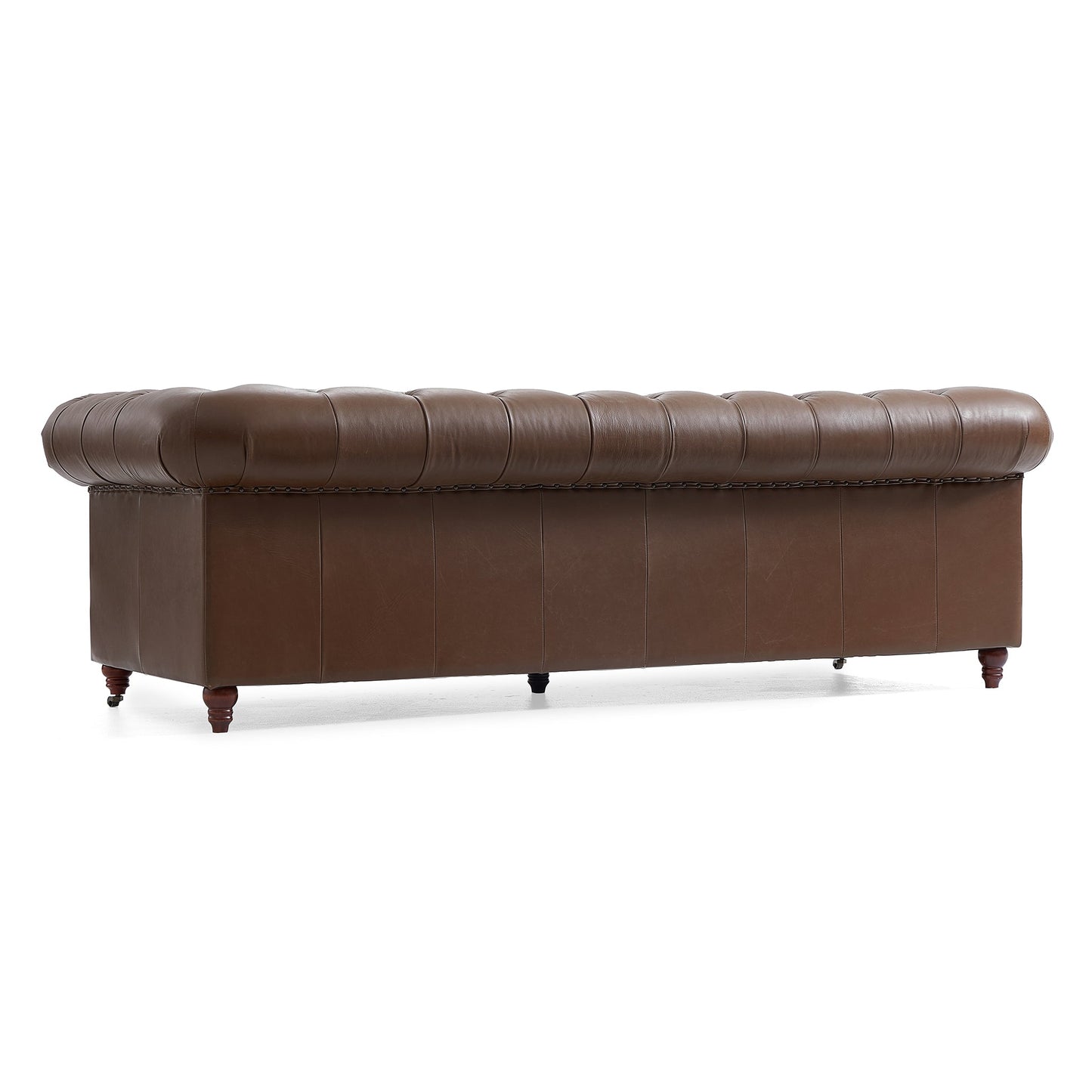 Durango Chesterfield Top Grain Leather Tufted Sofa-Brown