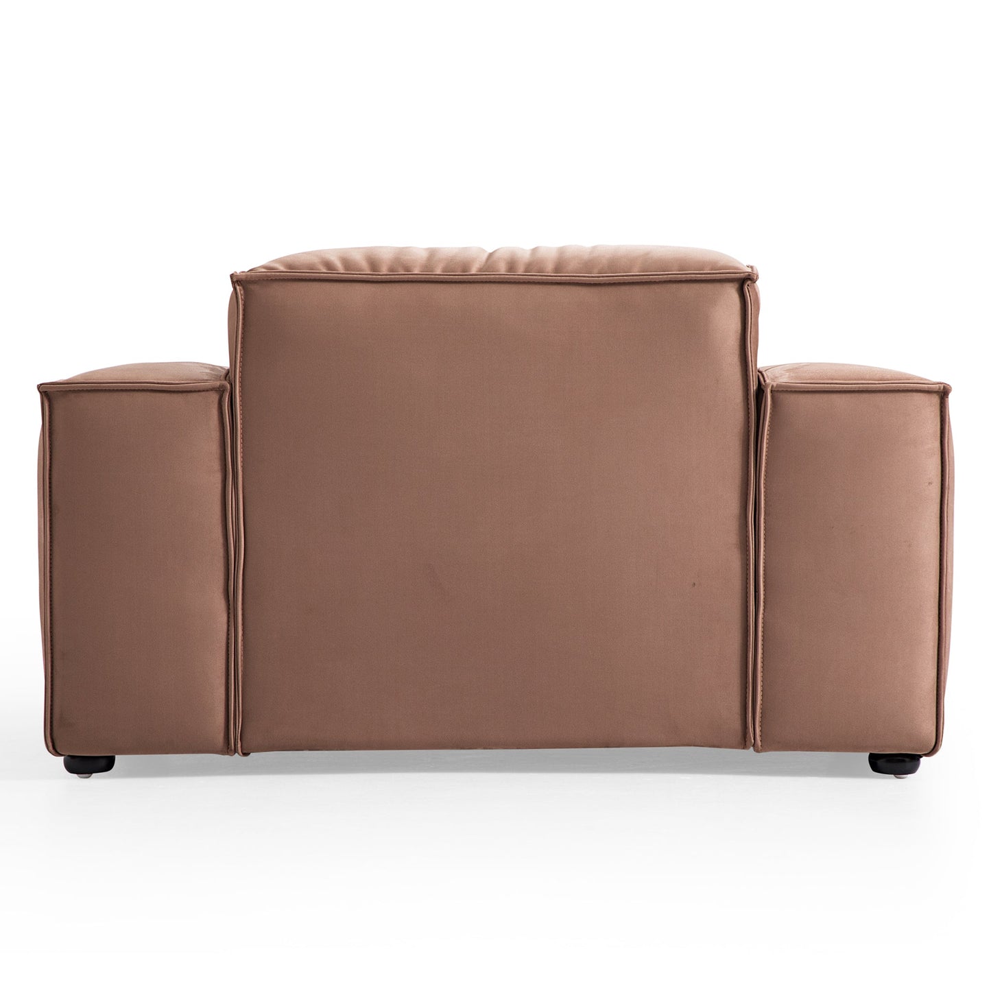 Luxury Minimalist Brown Fabric Armchair-Brown