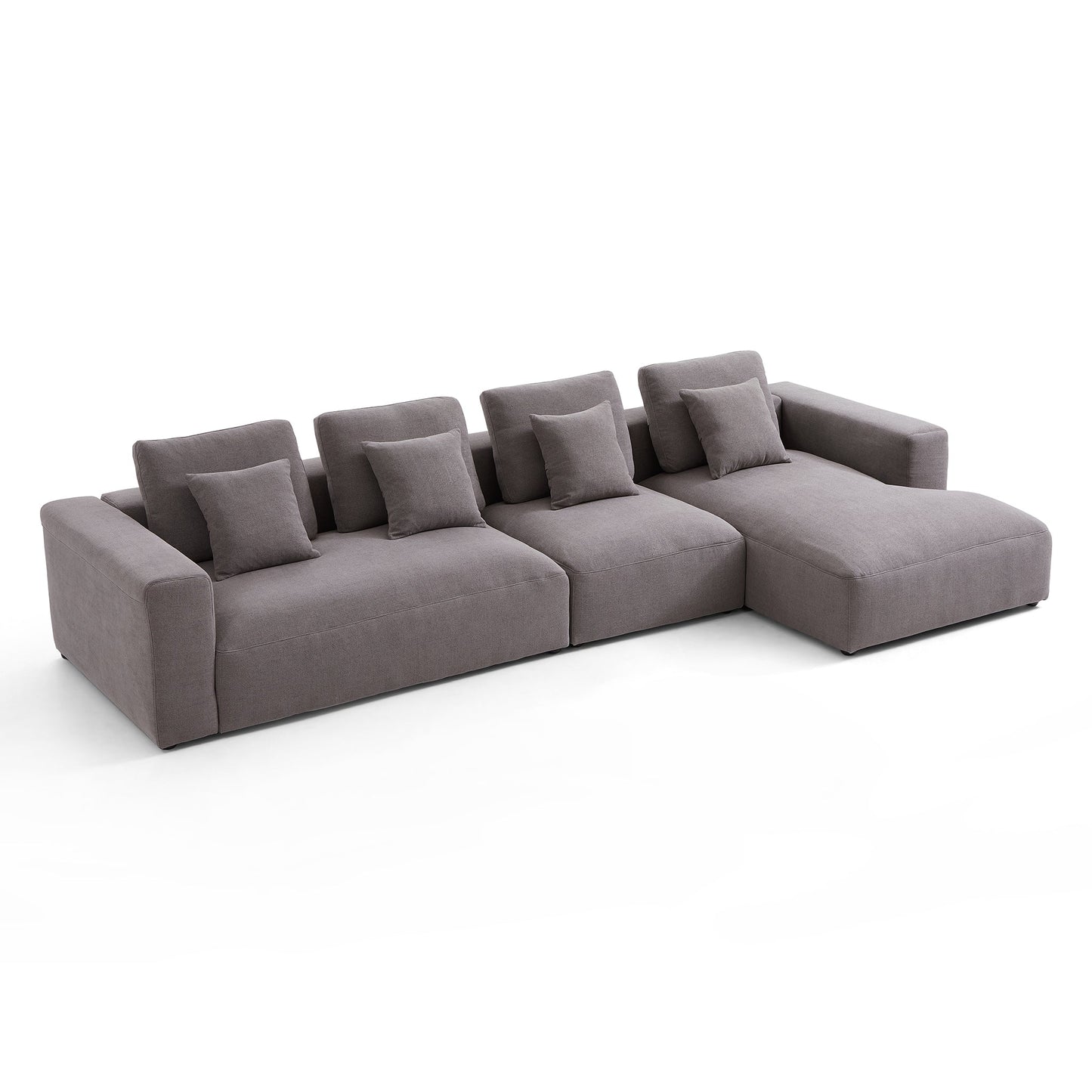 Nathan Modular Dark Gray Natural Linen Sectional Sofa-Dark Gray-151.0"-Facing Right