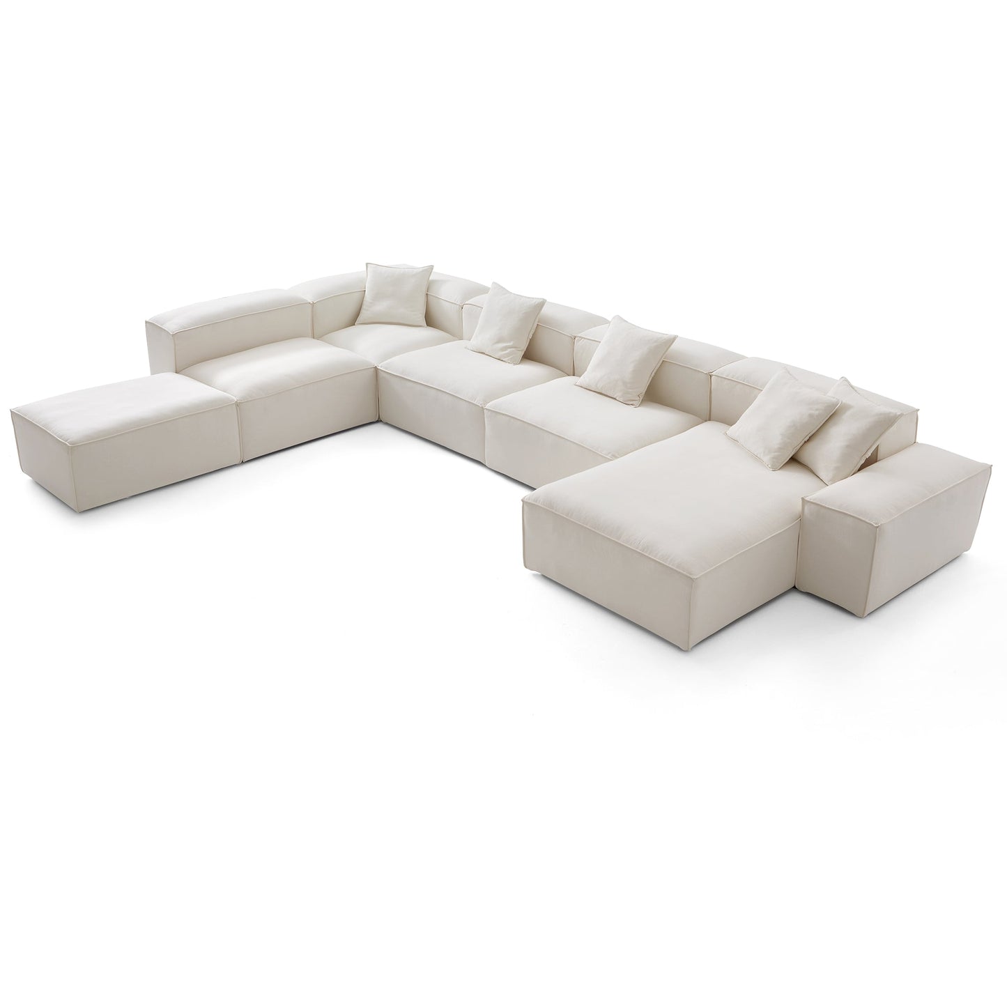 Freedom Modular Beige Open End Sectional Sofa-Beige-177.2"-Low