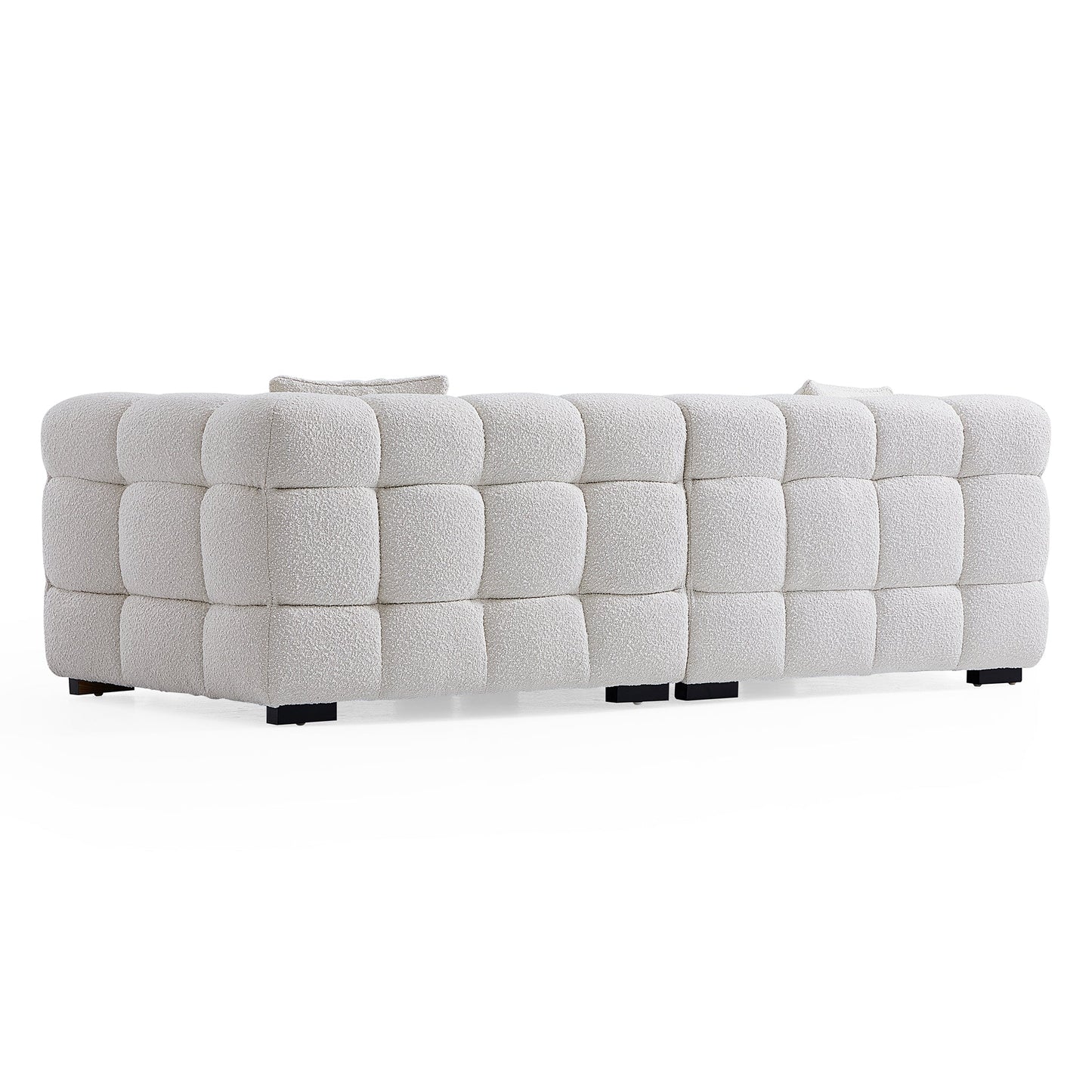 Cushy Cream Boucle Fabric Tufted Sofa Set-White