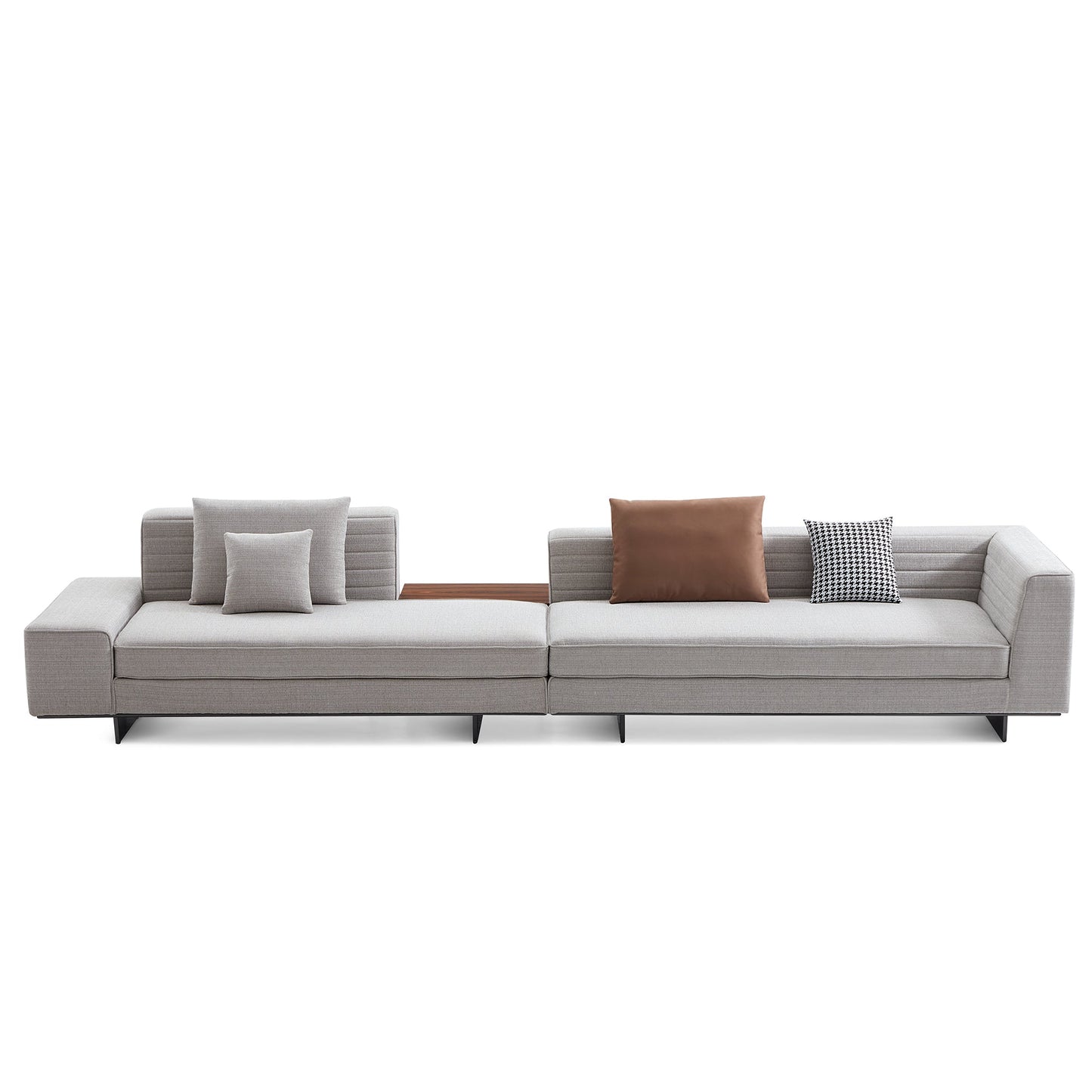 Brandy Channel Tufting Sectional with Coffee Table-Gray-173.2"