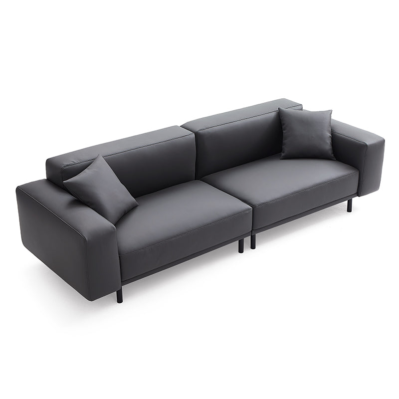 Noble Dark Gray Leather Sofa Set and Ottoman-Dark Gray