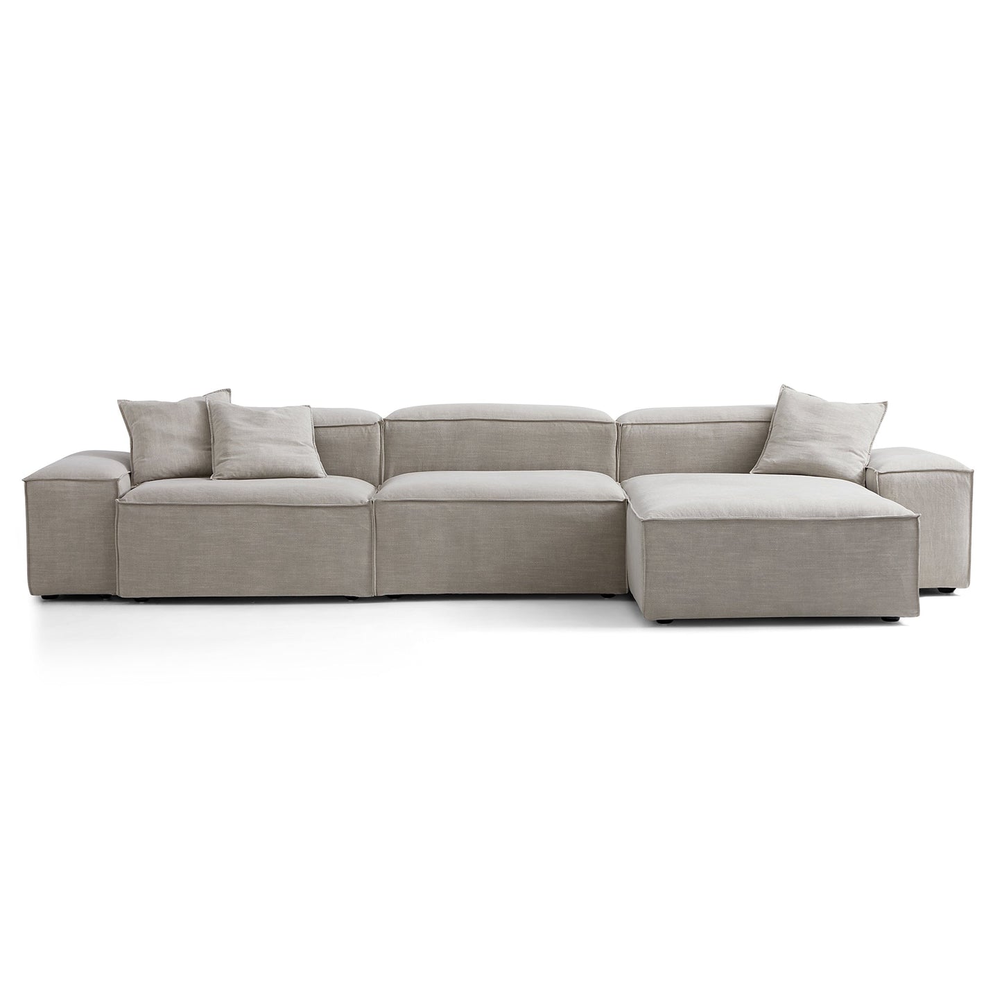 Freedom Modular New Gray Sectional Sofa-Sand-143.7"-Low