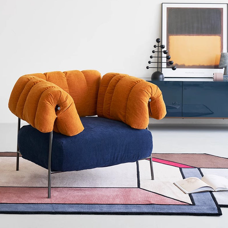 Granchio Russet Fabric Accent chair-Orange & Blue