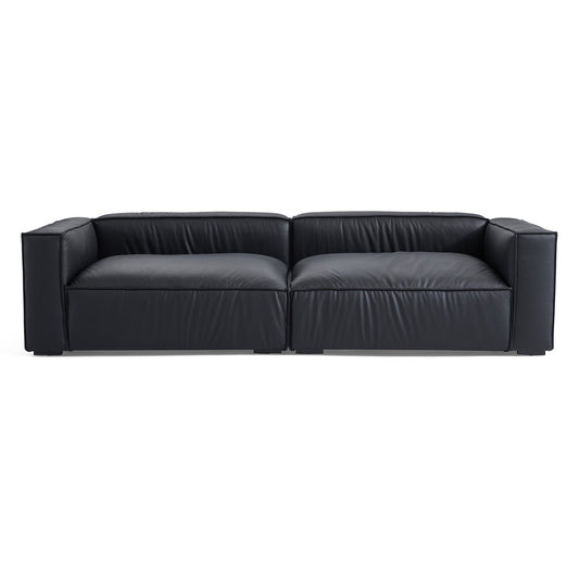 Luxury Minimalist Black Leather Daybed Sofa-hidden