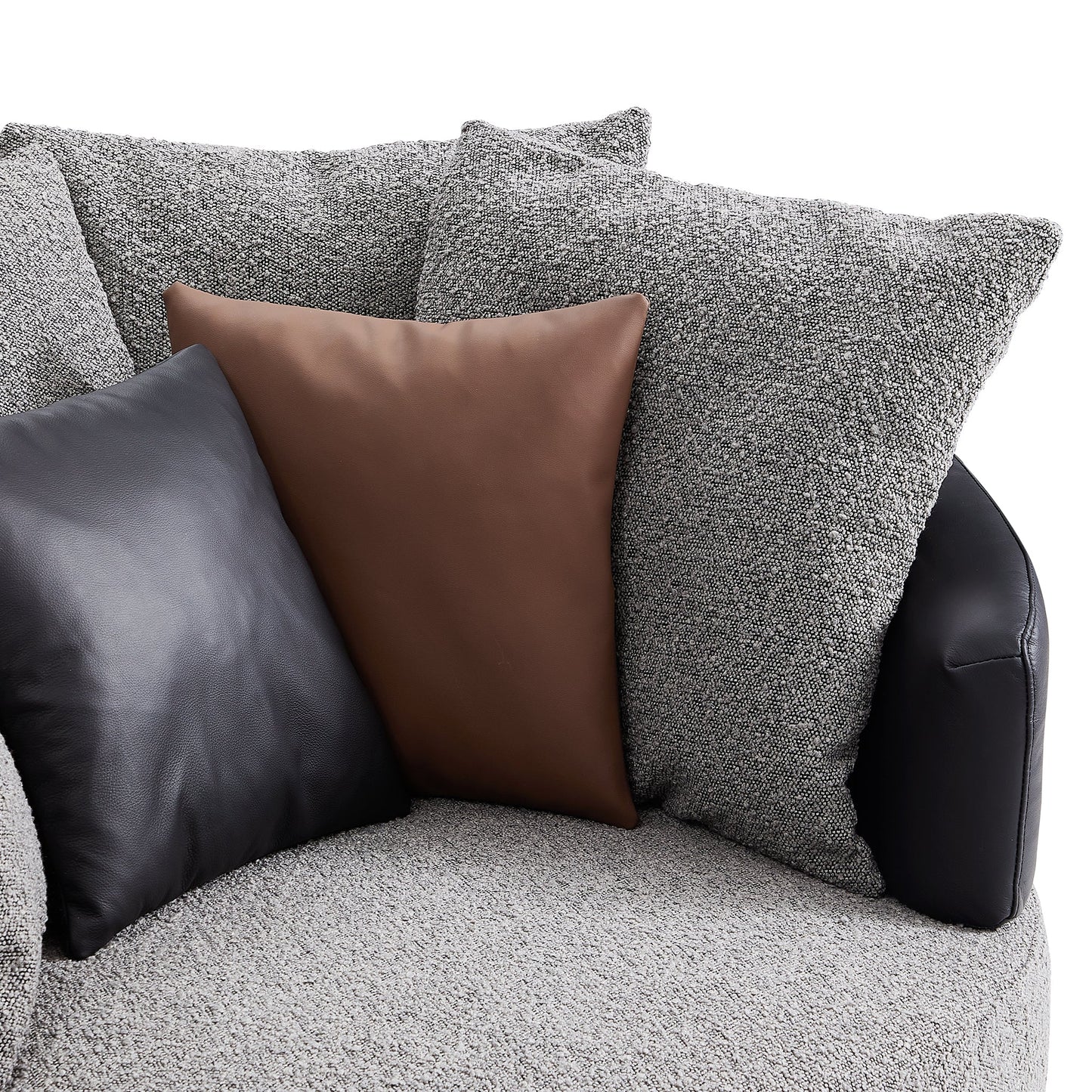 Luna Swivel Light Gray Boucle Fabric Lounge Chair-Gray