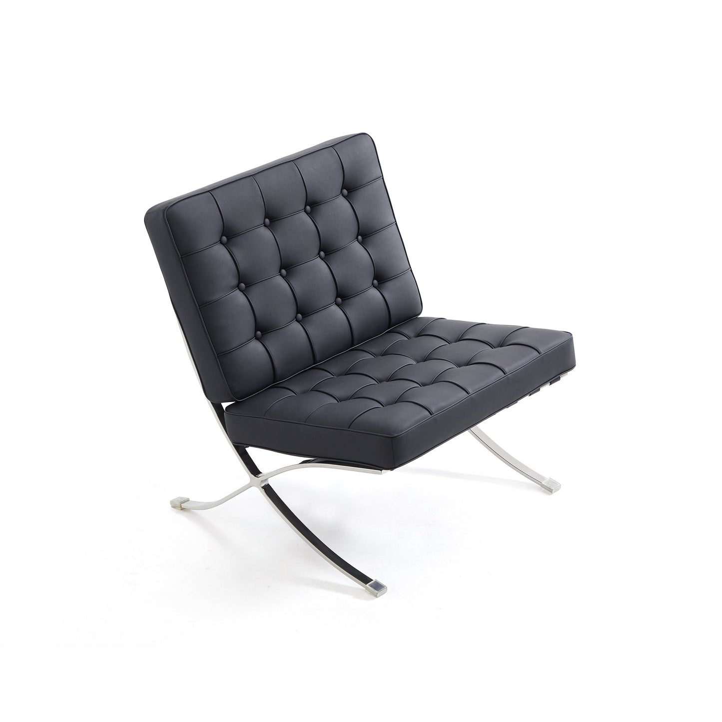Barcelona Leather Lounge Chair-Black