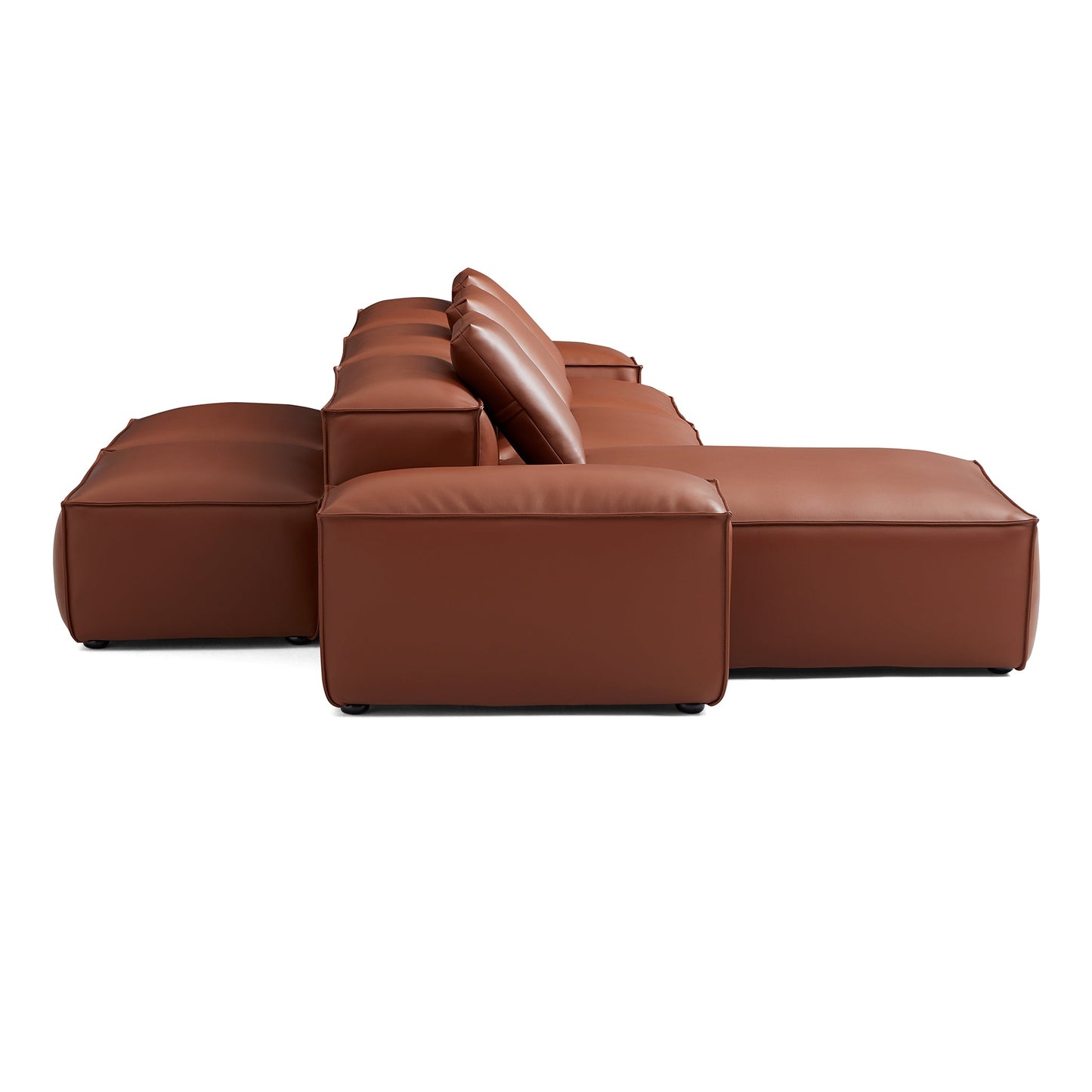 Cube Modular Brown Genuine Leather Double Sided Sectional-Brown-142.9"-Low