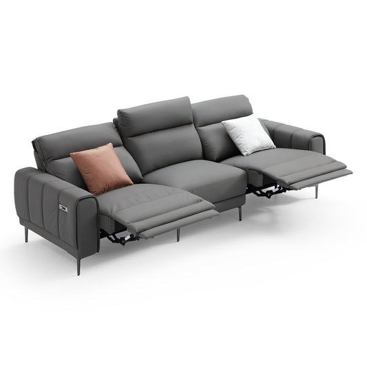 Louis Gray Leather Power Recliner Sleeper Sofa-hidden