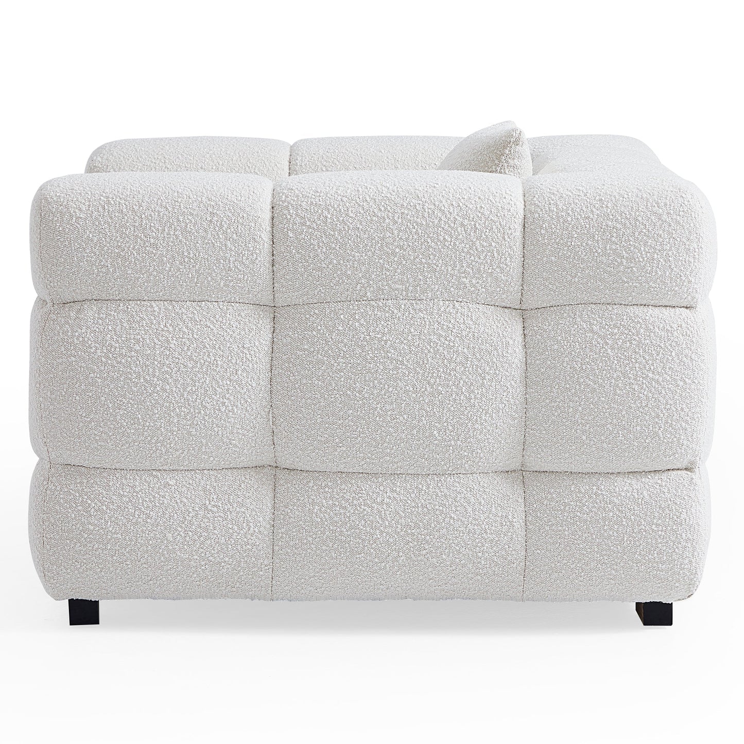 Cushy Cream Boucle Fabric Tufted Sofa Set-White