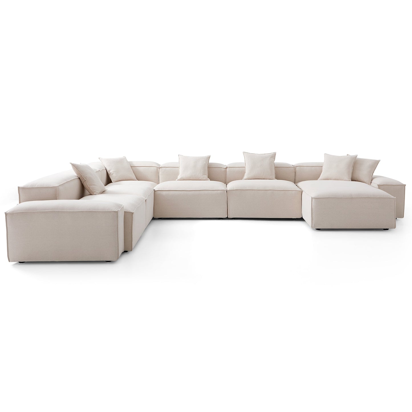 Freedom Modular Khaki U Shaped Sectional Sofa-Khaki-177.2"-Low
