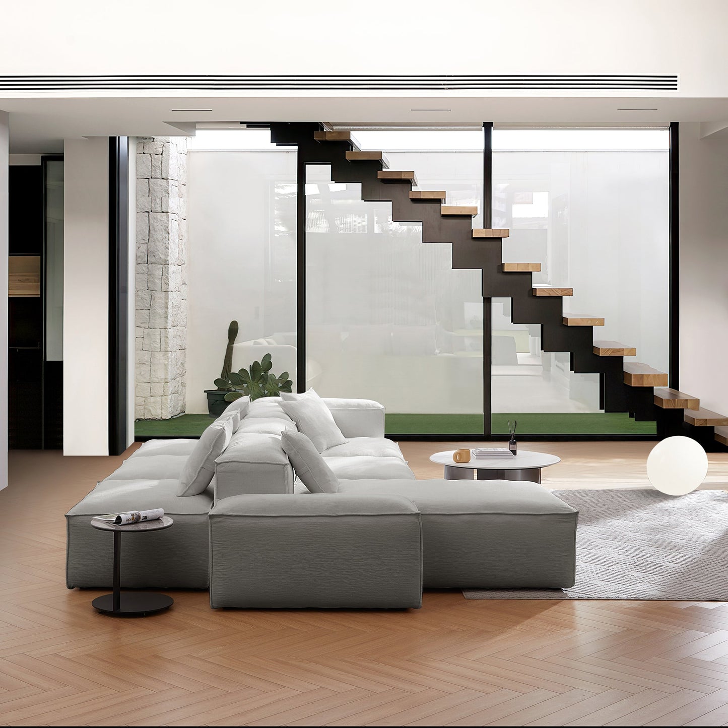 Freedom Modular Gray Double Sided Sectional Sofa-Gray