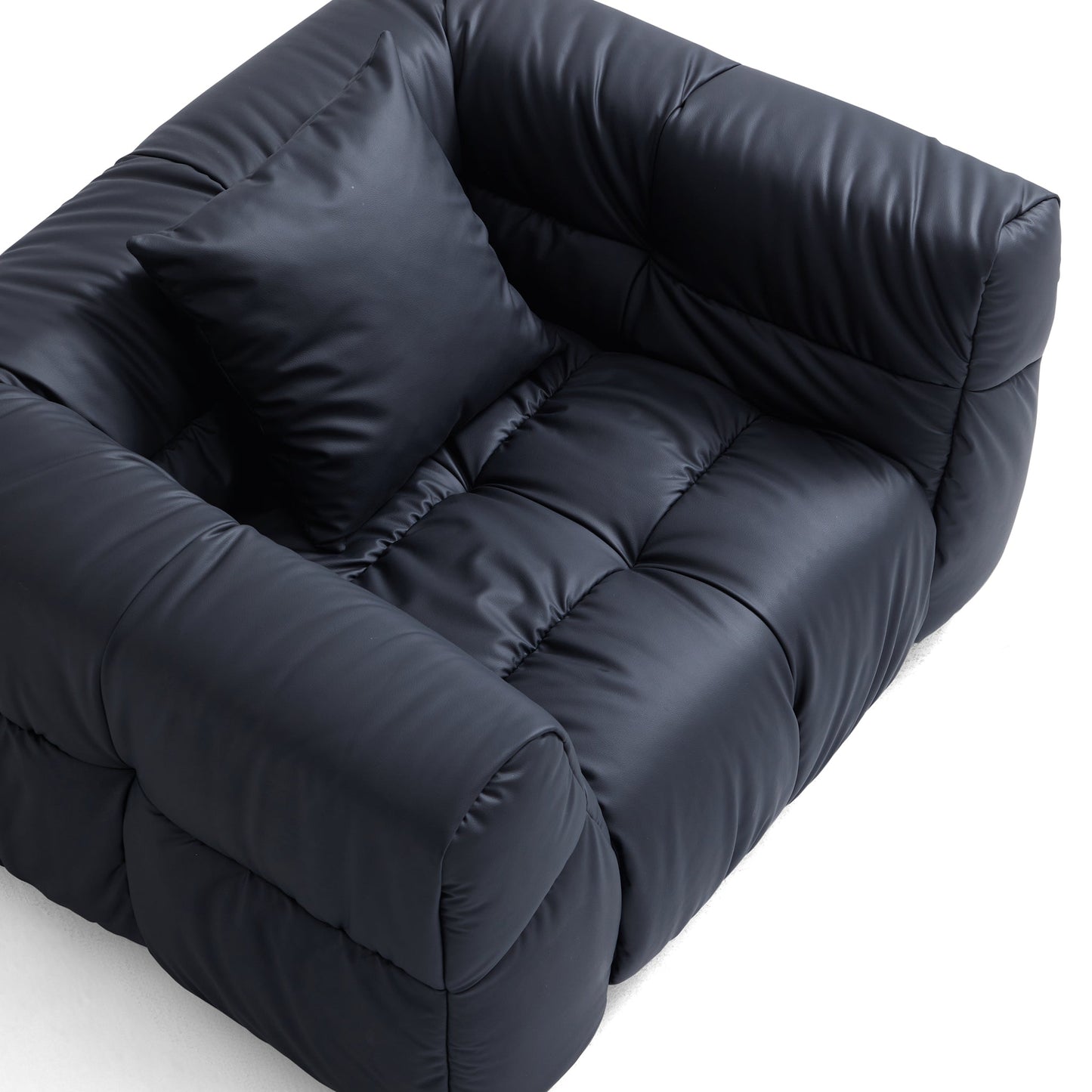 Boba Cream Leathaire Armchair-Black