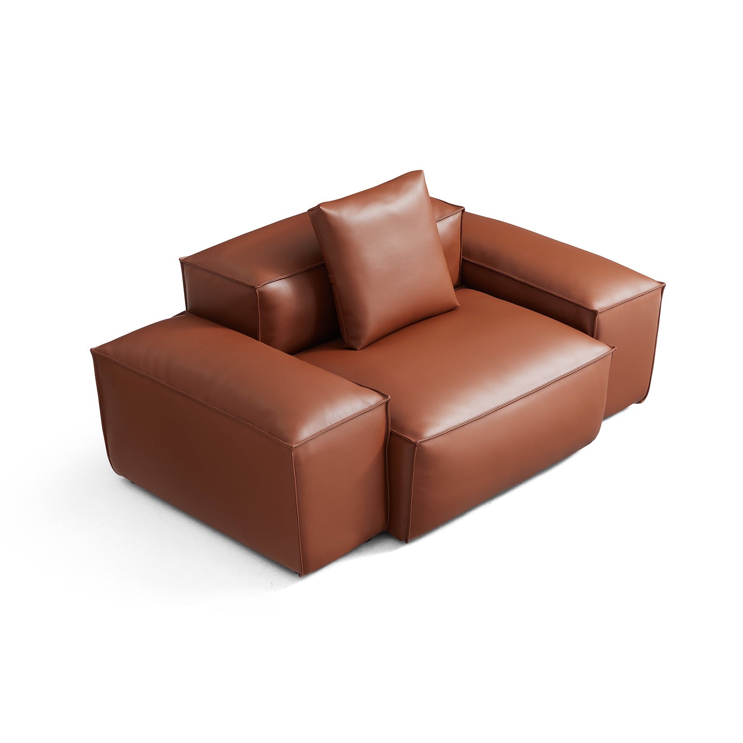 Cube Modular Brown Genuine Leather Armchair-Brown-68.1"-Low