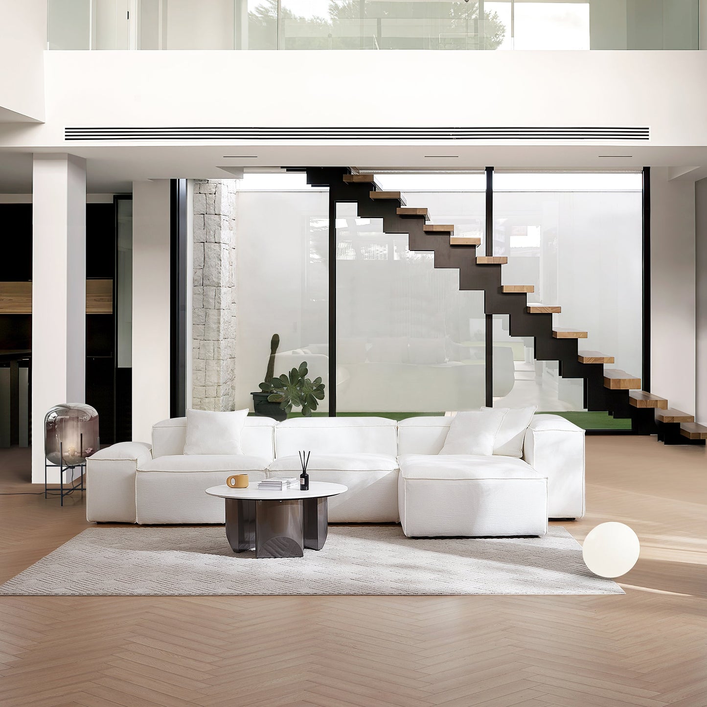 Freedom Modular Khaki Sectional Sofa-White
