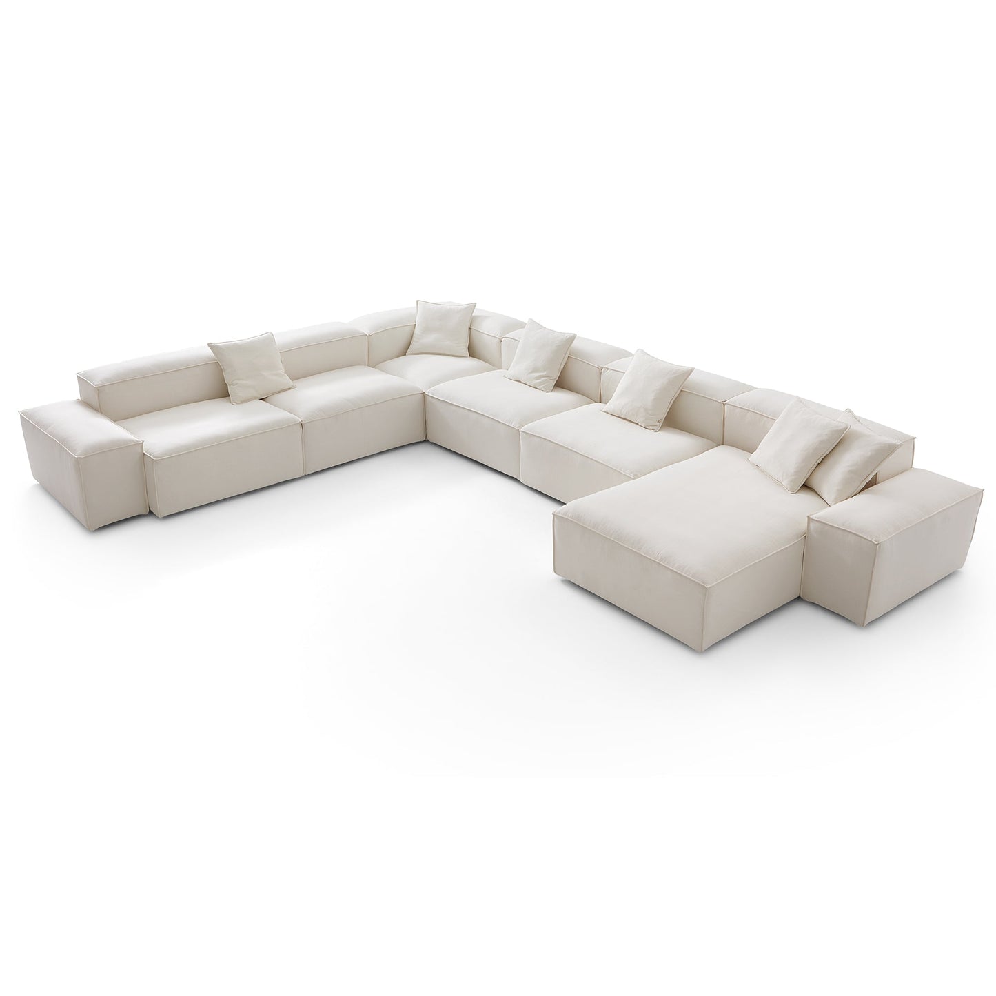 Freedom Modular Beige U Shaped Sectional Sofa-Beige-177.2"-Low