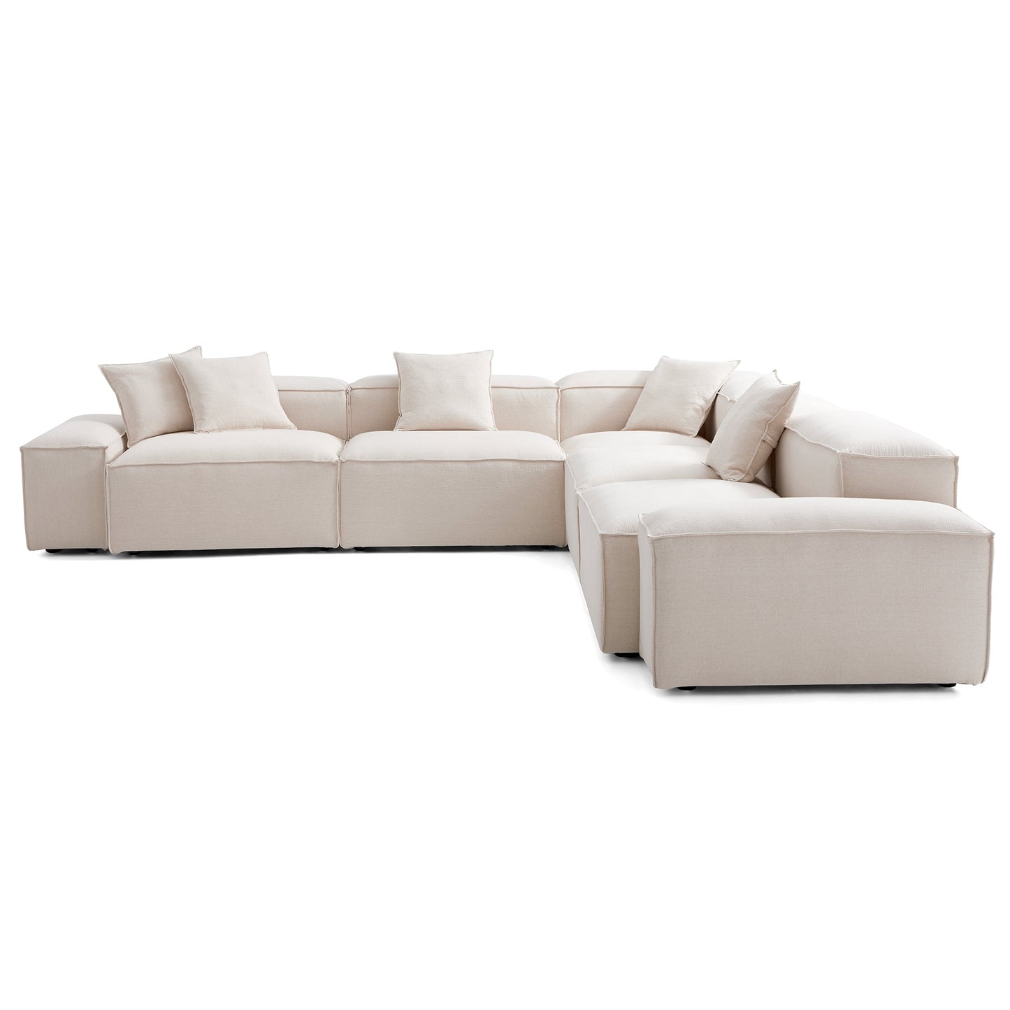 Freedom Modular Khaki Corner Sectional Sofa-Khaki-143.7"-Low