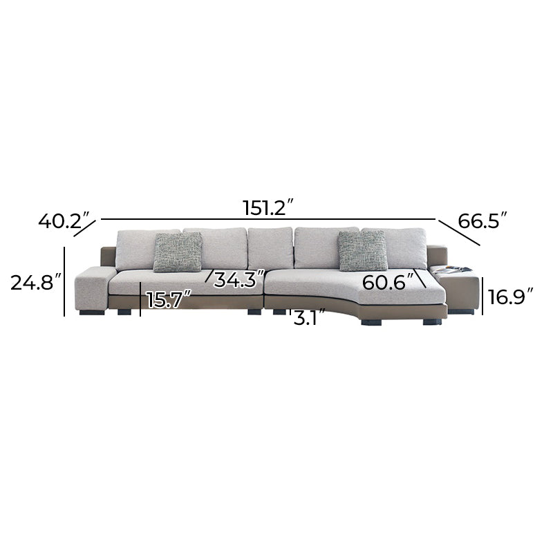 Arles Curved Gray Fabric Sectional-Gray-Facing Right-151.2″