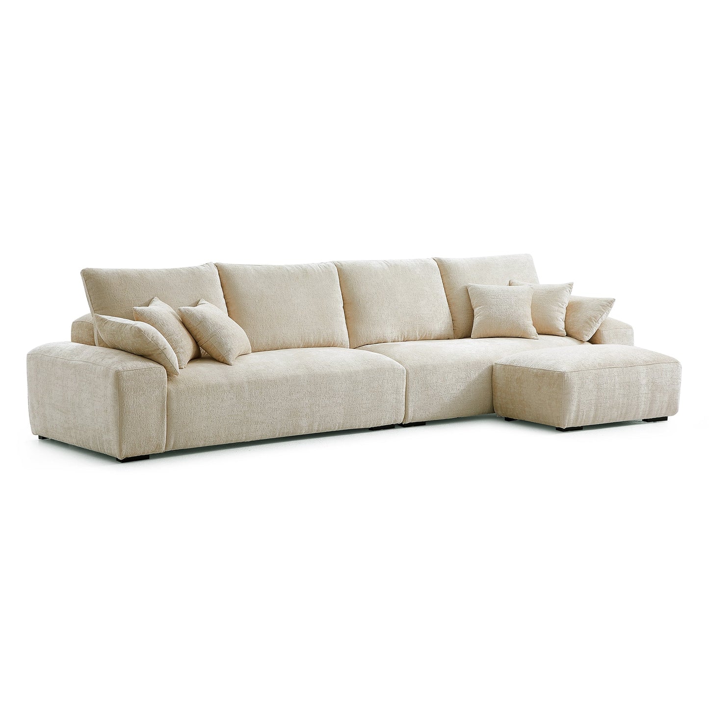 The Empress Beige Sofa and Ottoman-Beige-140.1"