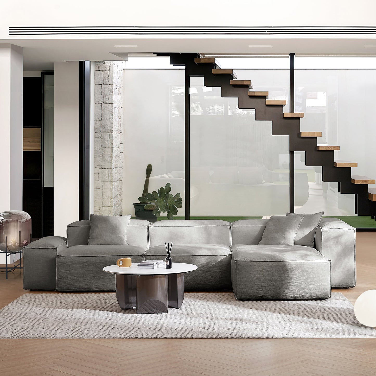 Freedom Modular Gray Sectional Sofa-Gray
