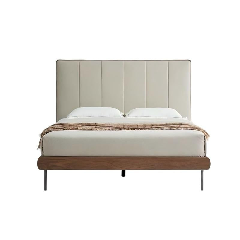Muffin Edge Leather Bed-Brown-Queen