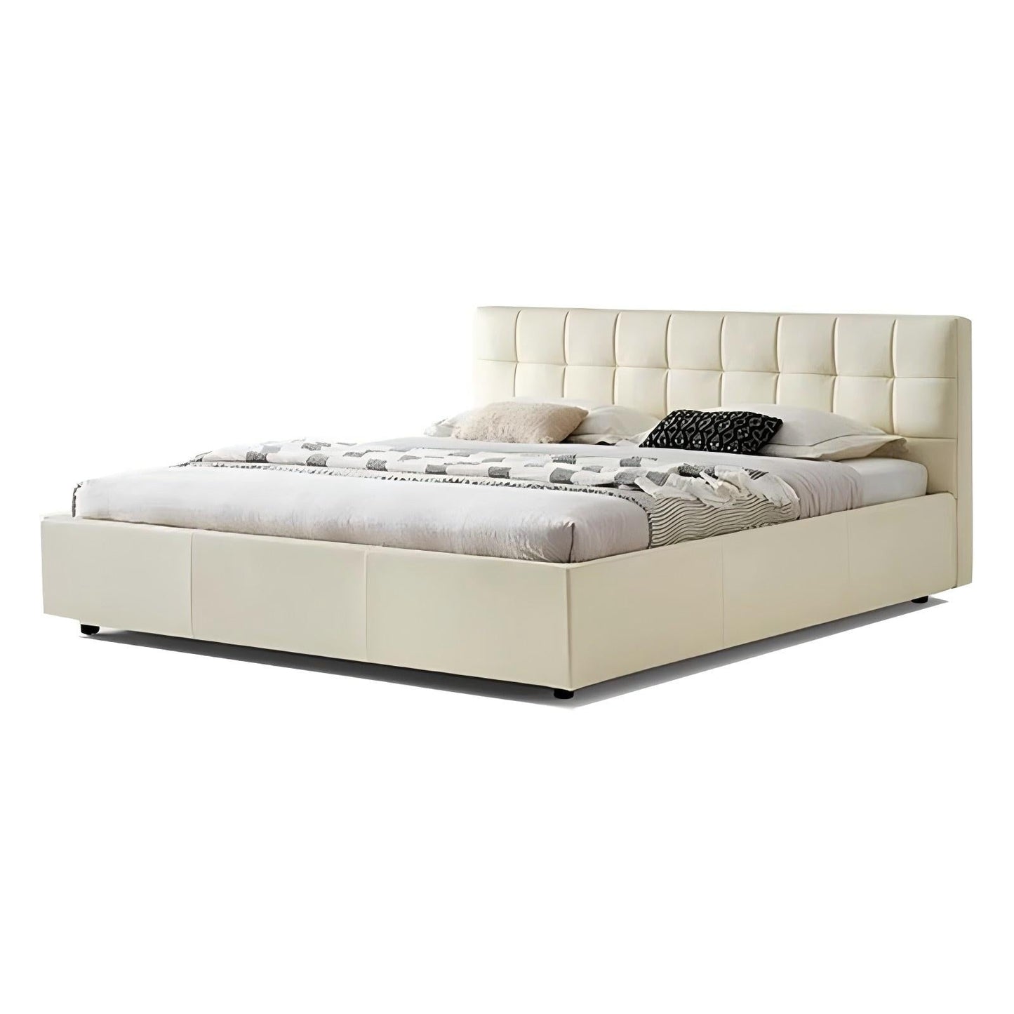 Sugar Cube Leather Bed-White