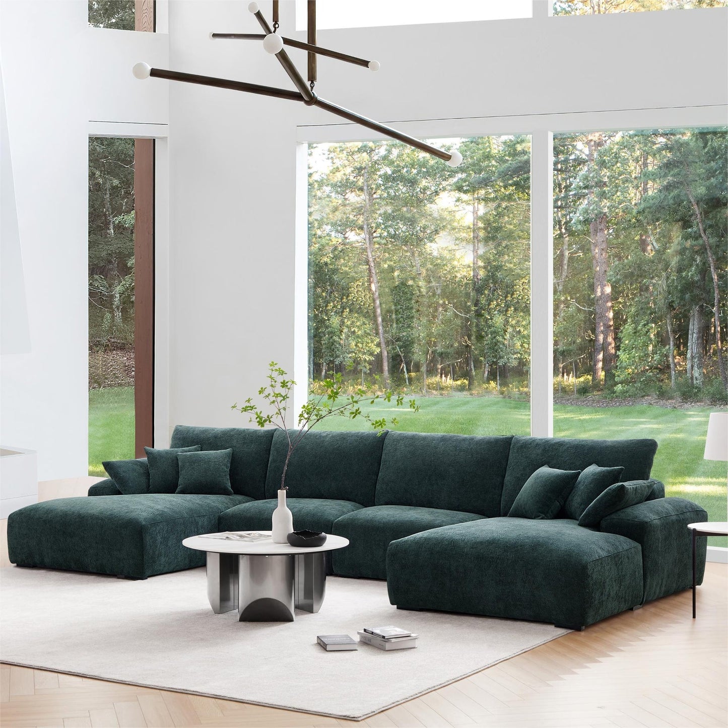 The Empress Gray U Shaped Sectional Sofa-Green