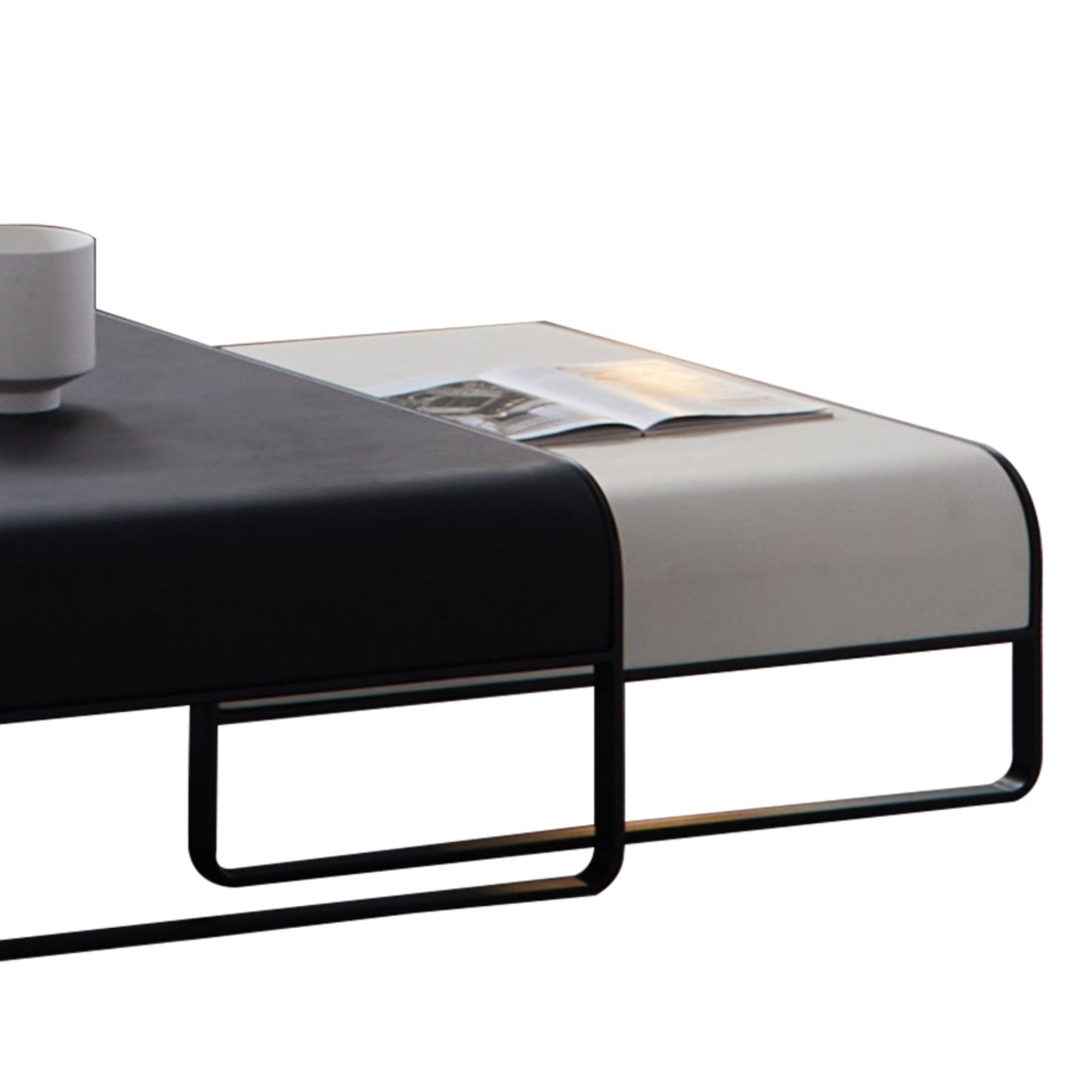 Modern Duet Coffee Table Set-39.4″ & 31.5″-Black & White