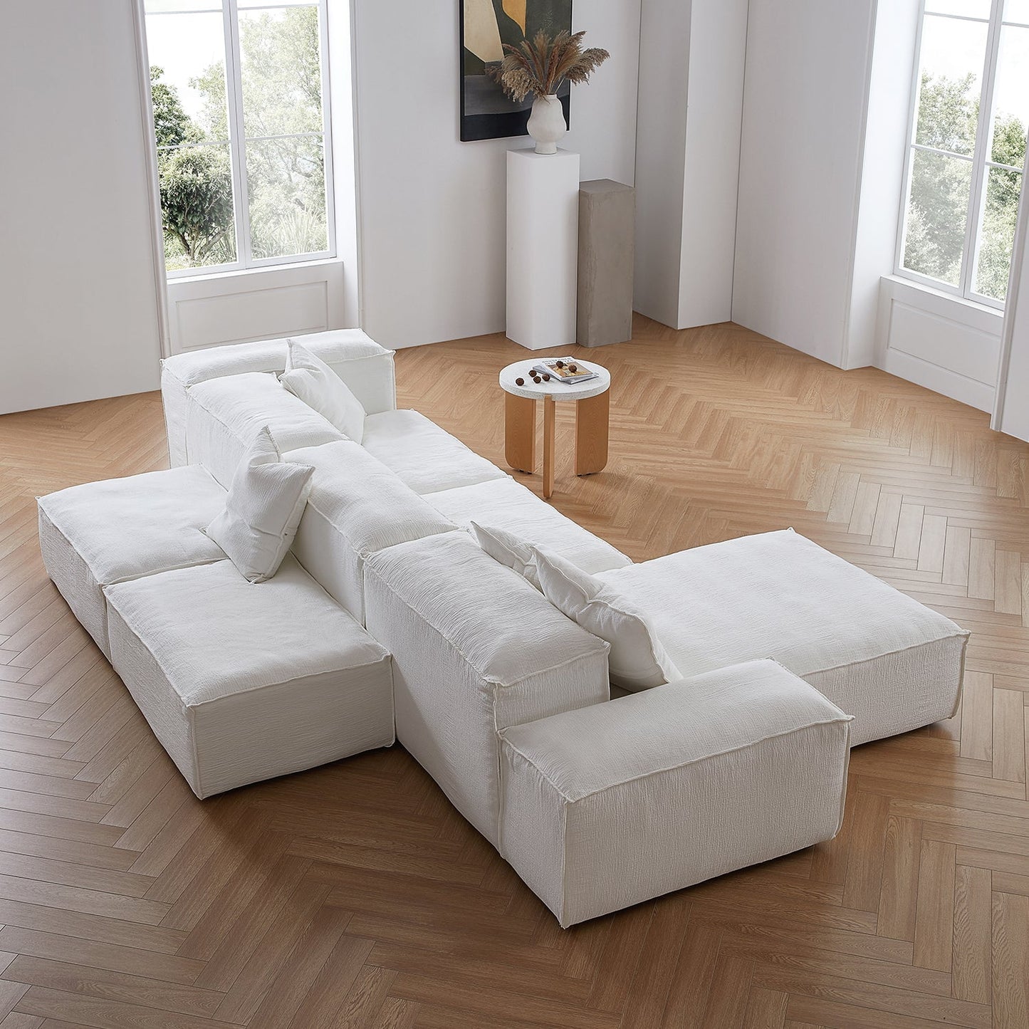 Freedom Modular Gray Double Sided Sectional Sofa-White