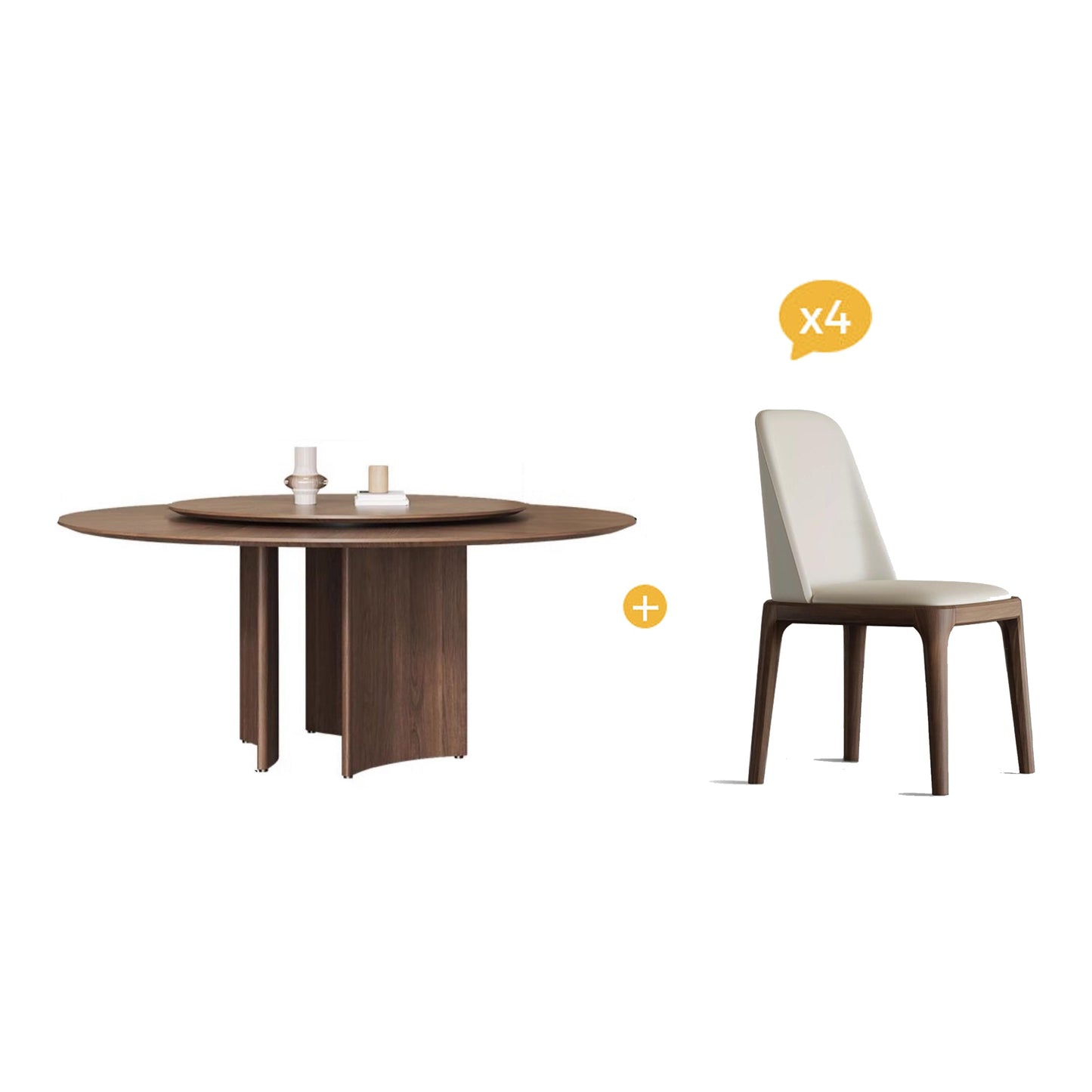 Table à manger ronde en bois massif Bellini