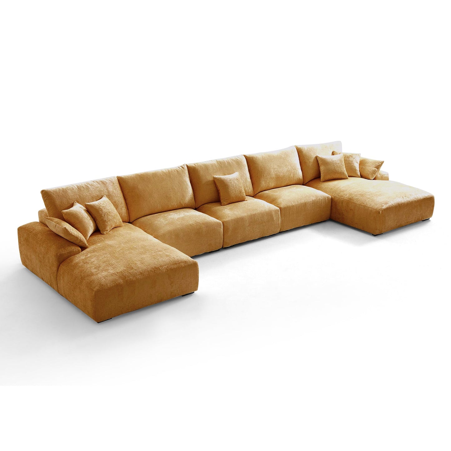 The Empress Beige U Shaped Sectional Sofa-Yellow-196.9"