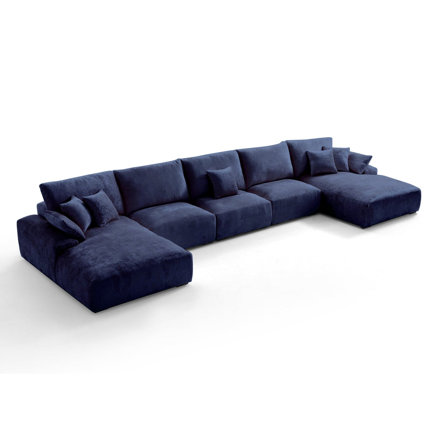 The Empress Beige U Shaped Sectional Sofa-Navy Blue-196.9"