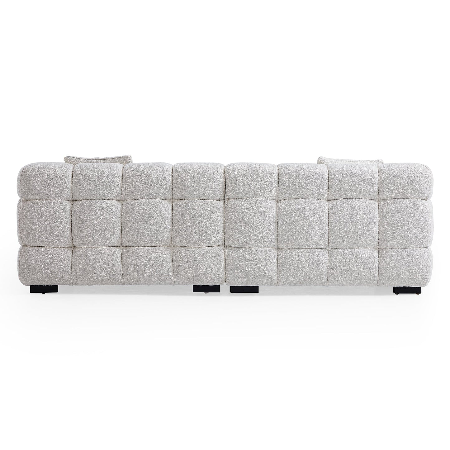 Cushy Cream Boucle Fabric Tufted Sofa-White